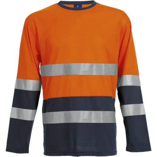 150g Long Sleeve Safety T-Shirt Navy-Orange
